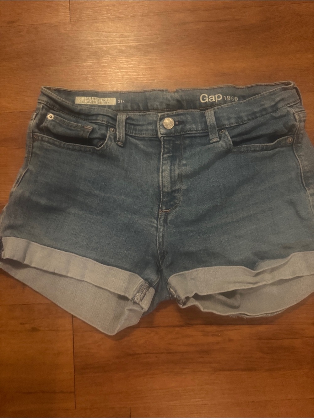 GAP Women's Light Blue Rolled Hem Denim Shorts